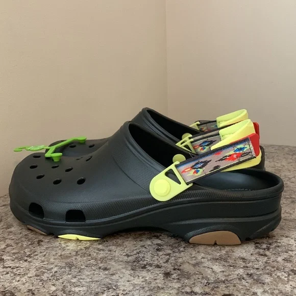 CROCS | Shoes | Classic Black Crocs With Yellow Velcroed  display picture 1